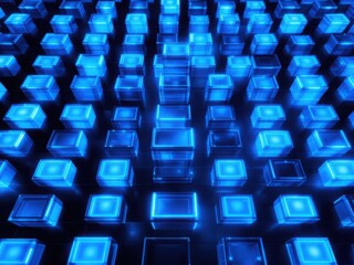 Obraz premium Futuristic Blue Glowing Cubes in Digital Grid