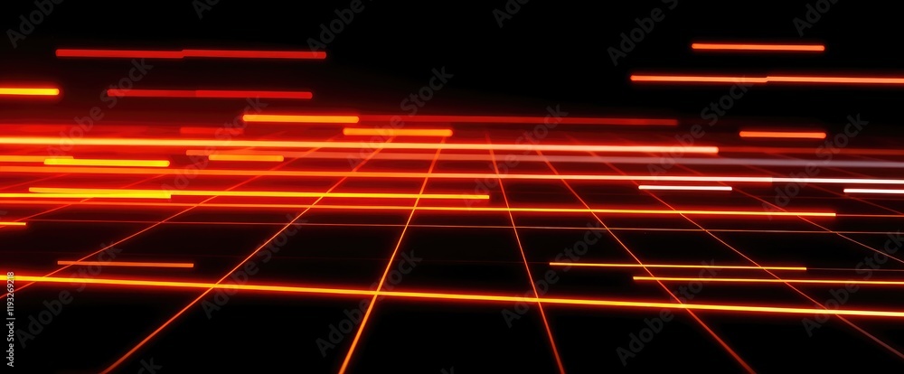 Aufkleber Abstract digital speed and data flow visualization Glowing lines on dark background