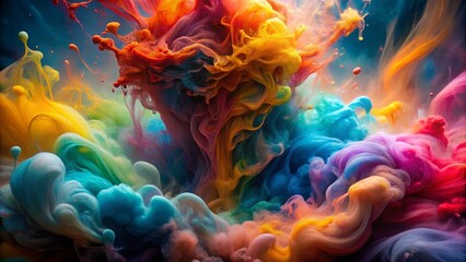 Obraz premium Abstract Colorful Ink Swirl Dynamic Composition, Vibrant Hues, Fluid Art Concept, Ink Photography, Color Explosion Ink Photography, Fluid Art