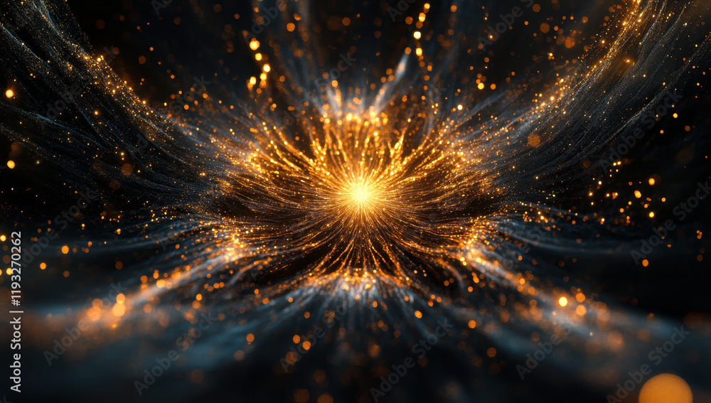 Aufkleber an abstract background filled with golden bokeh evokes a sense of wonder and magic. the shimmering l