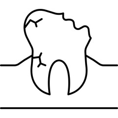 Broken Tooth vector icon with isolated white background