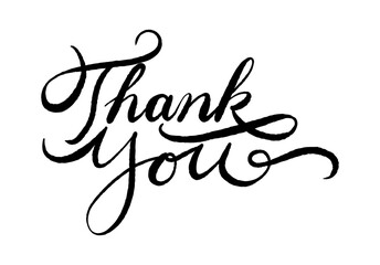 Thank You card. Hand drawn positive quote. Modern brush calligraphy. Isolated on white background