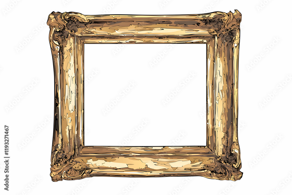Poster ornate golden frame with intricate details for artistic display