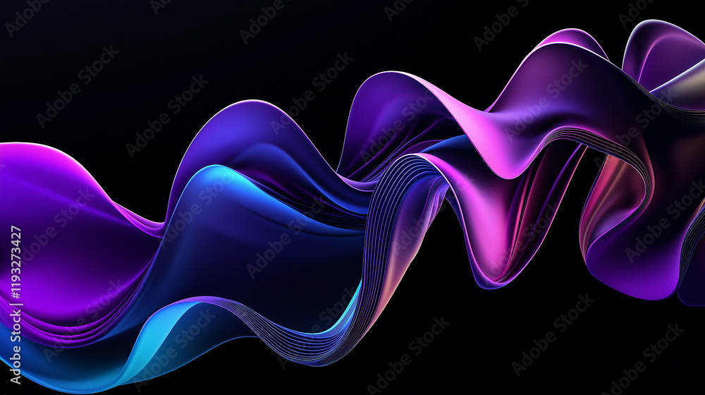 Aufkleber Abstract colorful waves flowing smoothly in dark background
