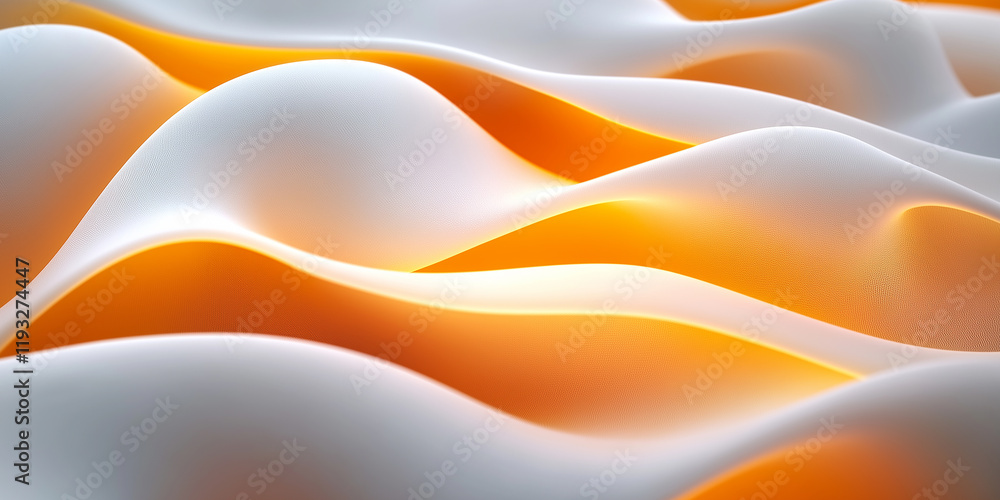Poster Abstract orange and white wavy pattern creating a dynamic background