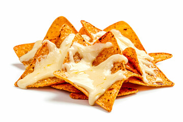 Crunchy Tortilla Chips Topped with Creamy Cheesy Sauce Drizzle