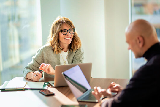 Business people working in high-end modern office