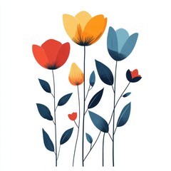 Colorful illustrated flowers with vibrant petals.