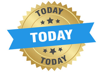 today. today round blue and gold label isolated on transparent background