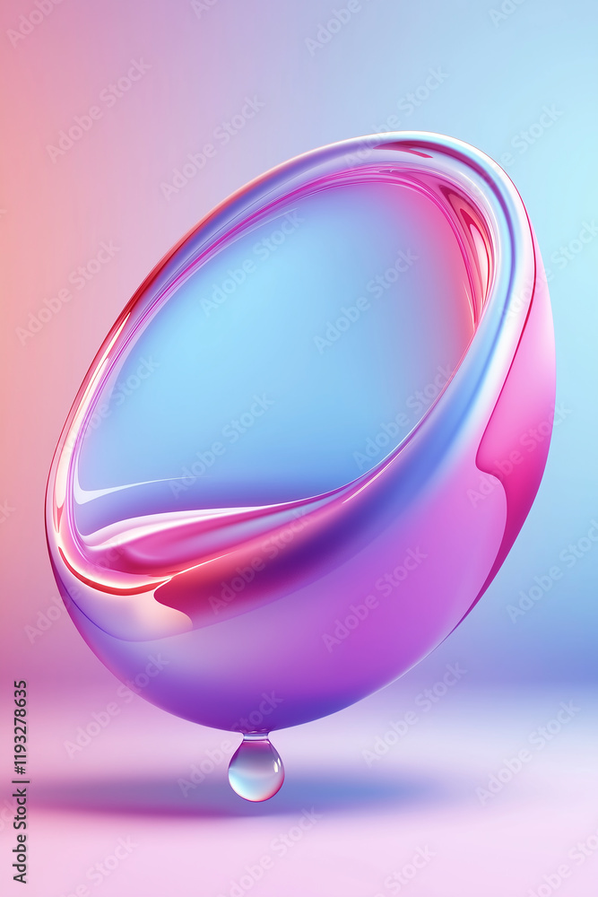 Aufkleber iridescent fluid shape dripping on gradient background