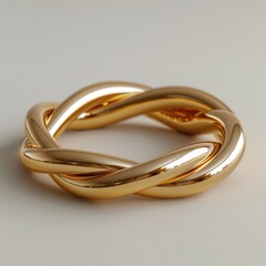 Fototapeta premium Mockup of a blank elegant gold bangle set against a white background, perfect for stylish jewelry, high-end fashion, and fine accessory mockups.