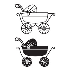 baby carriage icon line art vector illustration
