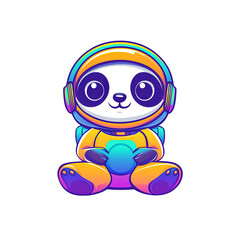 Fototapeta premium Adventurous panda astronaut outer space digital art sci-fi playful creative design