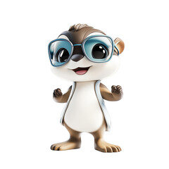 Fototapeta premium Adventurous cartoon otter character digital art cute environment playful concept