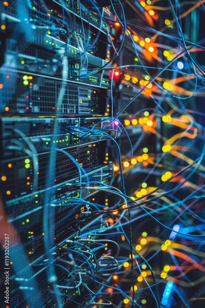 Poster modern data center network topology blueprint high-tech connectivity concepts