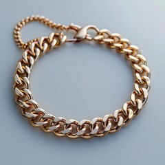 Obraz premium Mockup of a blank elegant gold chain necklace set against a white background, perfect for jewelry branding, high-end fashion accessories, and luxury marketing.
