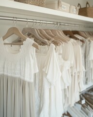 Elegant clothing display in muted tones.