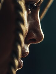 Obraz premium Contemplative Portrait: A Moment of Serenity and Contemplation