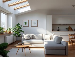 Passive house with large skylights and light wells, passive house, daylight optimization