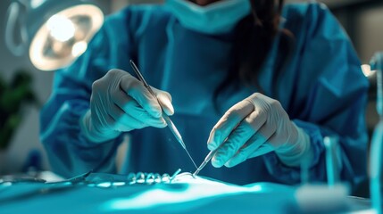 Fototapeta premium A nail technician preparing to treat a customer's hangnail, using sterilized tools in a professional setting