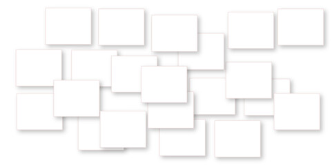 Simple Square cube box plate board on white wall background. 3d rendering. Multiple Horizontal Business Card Modern Mockup for Branding Presentation, Corporate Identity, Advertising, Graphic design.