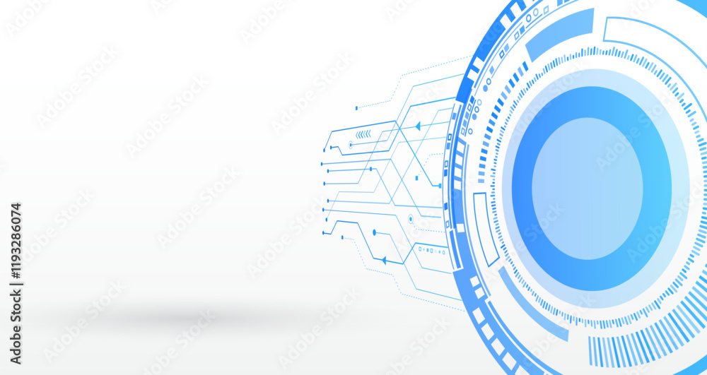 Aufkleber Digital internet communication on grey background. Wide Cyber security internet and networking concept. Hi-tech vector illustration with various technology elements. Abstract global sci-fi concept.