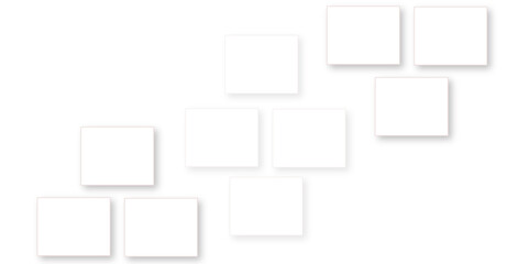 Simple Square cube box plate board on white wall background. 3d rendering. Multiple Horizontal Business Card Modern Mockup for Branding Presentation, Corporate Identity, Advertising, Graphic design.