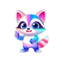 Obraz premium Playful cartoon raccoon character digital art colorful style fun environment whimsical viewpoint
