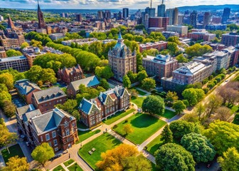Aerial View: University of Pennsylvania Campus, Ivy League College Buildings, Drone Photography