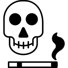 Cigarettes Skull glyph icon with isolated white background