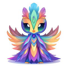 Obraz premium Colorful fantasy bird character illustration digital art vibrant colors whimsical style imaginative concept