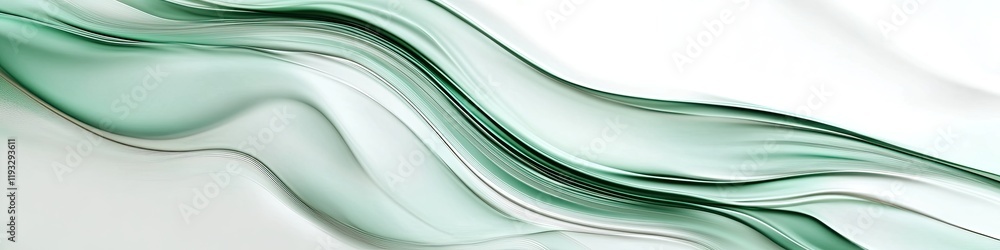 Poster creative composition featuring abstract flowing lines and soft green palette symbolizing freshness w