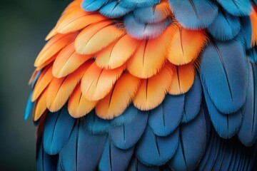 Fototapeta premium close-up of kingfisher feathers, capturing intricate details and vibrant colors, softly blurred background enhancing the beauty of nature's artistry, evoking a sense of serenity and wonder