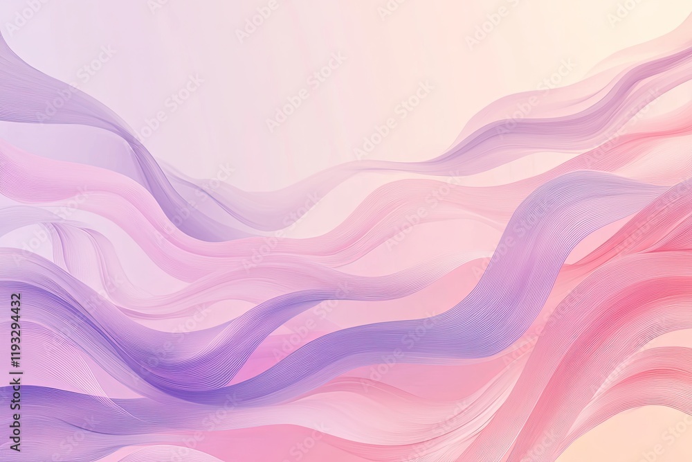 Aufkleber dynamic abstract digital illustration of flowing waves in pink and lavender tones on gradient backgr