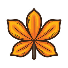 Autumn yellow chestnut tree leaf. suitable for autumn themed marketing materials, nature blogs, and seasonal graphics. Ideal for seasonal promotions and backgrounds