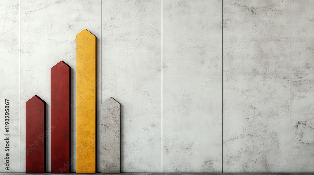 Poster abstract representation of growth with three colorful bars in a minimalist interior setting highligh