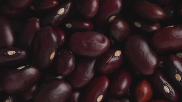 Macro video of kidney beans on rotating disc. Close up of rajma peas.