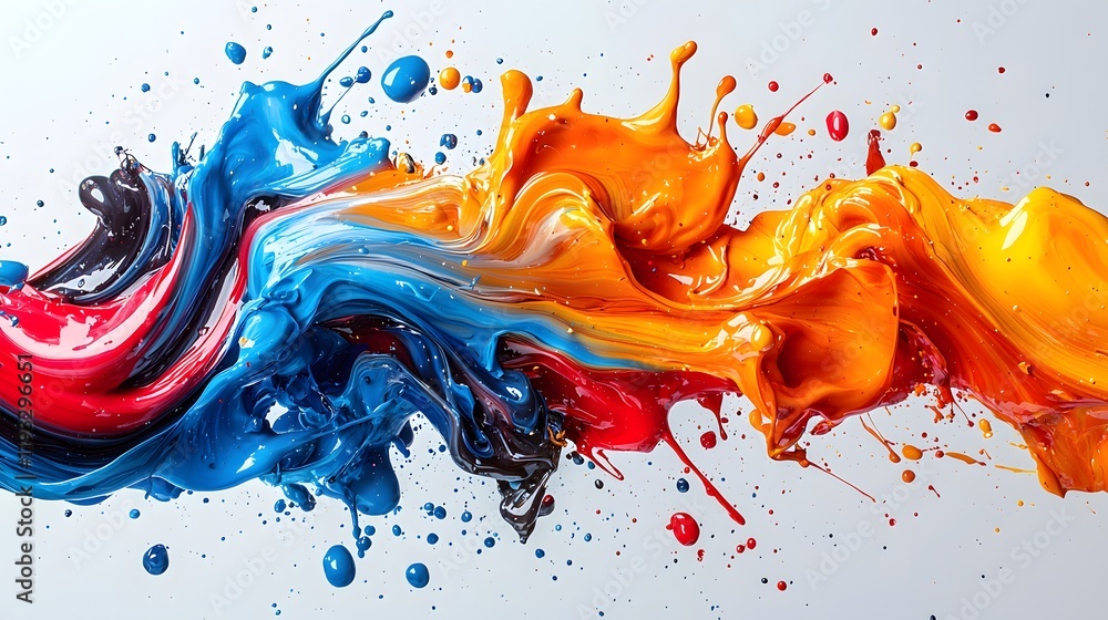 Aufkleber vibrant flow of paint colors with dynamic splashes and fluid movement showcasing artistic expression