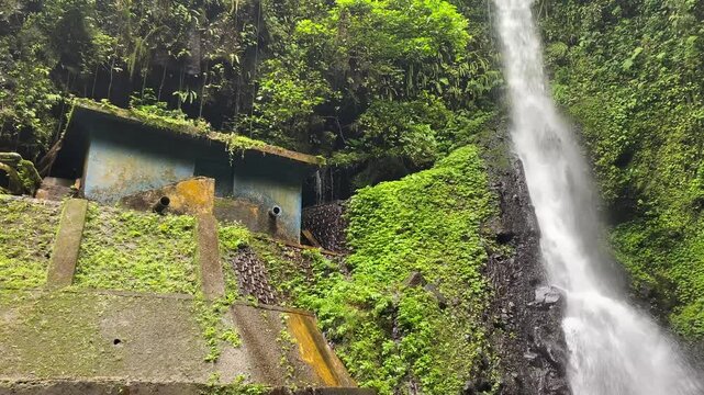 The beauty of Pete Waterfall in Banyumas Regency, Central Java, indonesia. It was taken on January 15, 2025 by a professional. It's a wonderful landscape with a nice view
