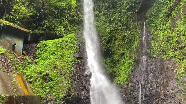 The beauty of Pete Waterfall in Banyumas Regency, Central Java, indonesia. It was taken on January 15, 2025 by a professional. It's a wonderful landscape with a nice view