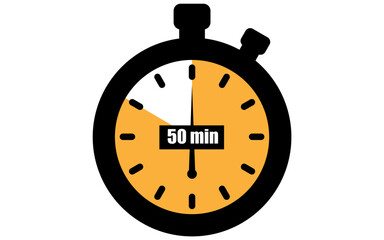 Fifty minutes stopwatch icon, 50 min waiting time vector illustration, stopwatch with 50 minutes	