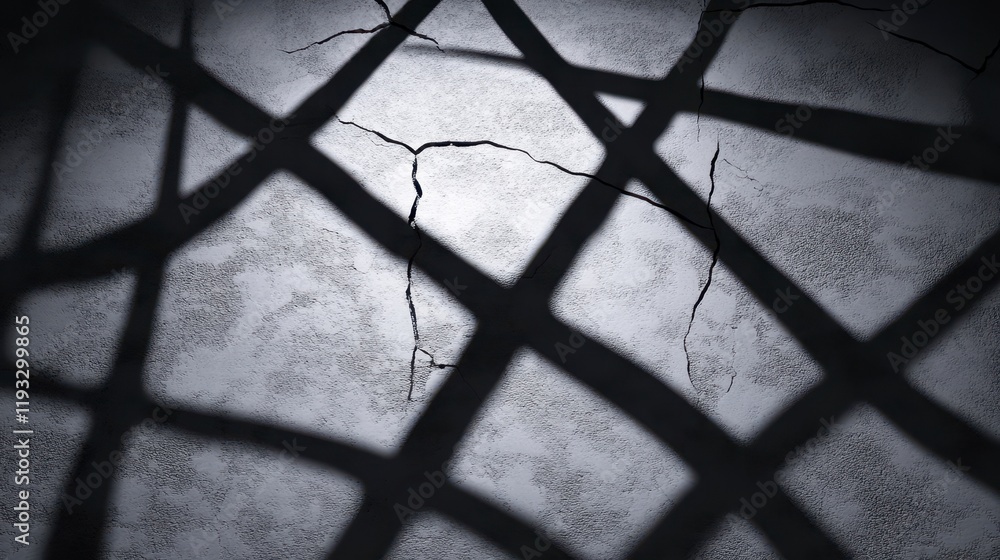 Poster abstract pattern of shadows created by cracked walls, adding a sense of depth and intrigue to an urb