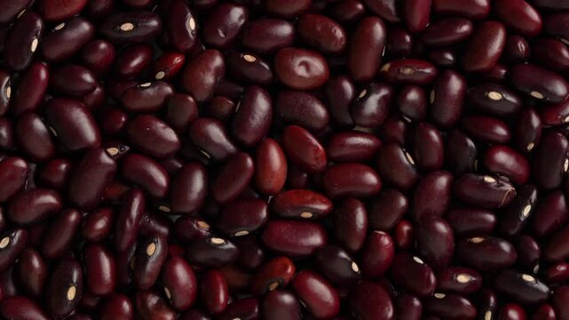 Macro video of kidney beans on rotating disc. Close up of rajma peas.