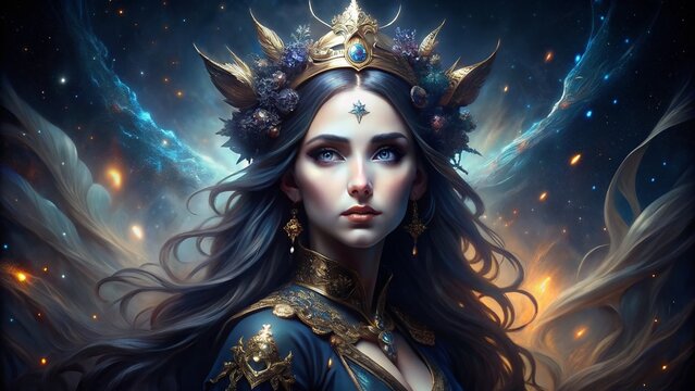 Anime Greek Goddess Nyx: Dark Fantasy Wallpaper Background