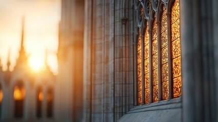 Obraz premium Majestic gothic cathedral facade architectural beauty at twilight