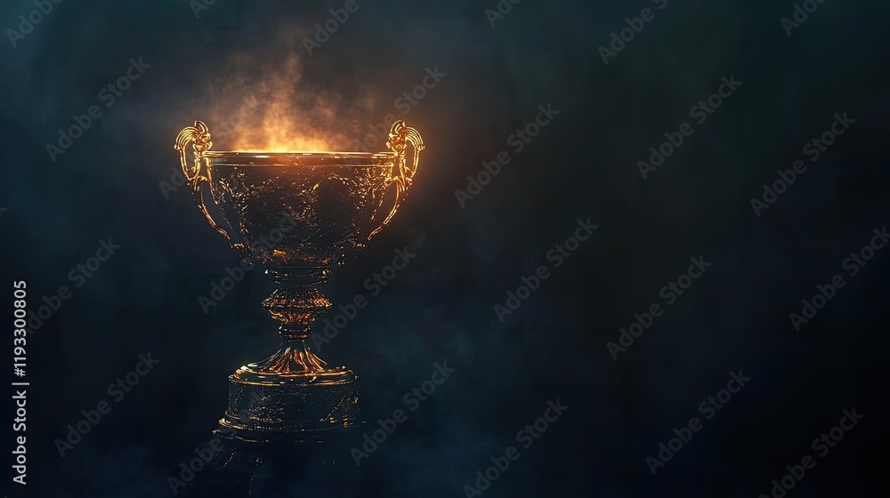Poster trophy displayed on dark background with soft highlights symbolizing achievement and recognition