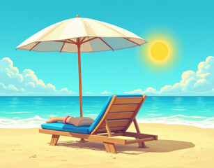 beach umbrella and chairs