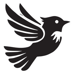 Silhouette of a bird on white background	