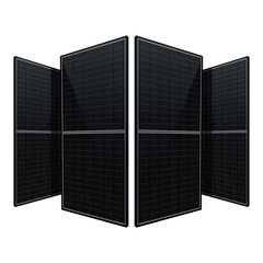 Black Solar Panel Alternative Green Energy Power Source - Isolated white background - High Quality Vector Image