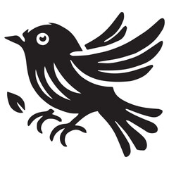 Silhouette of a bird on white background	